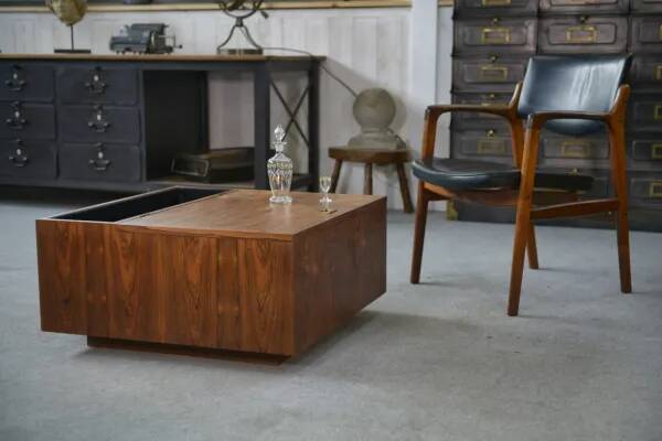 Table basse bar en palissandre 1970