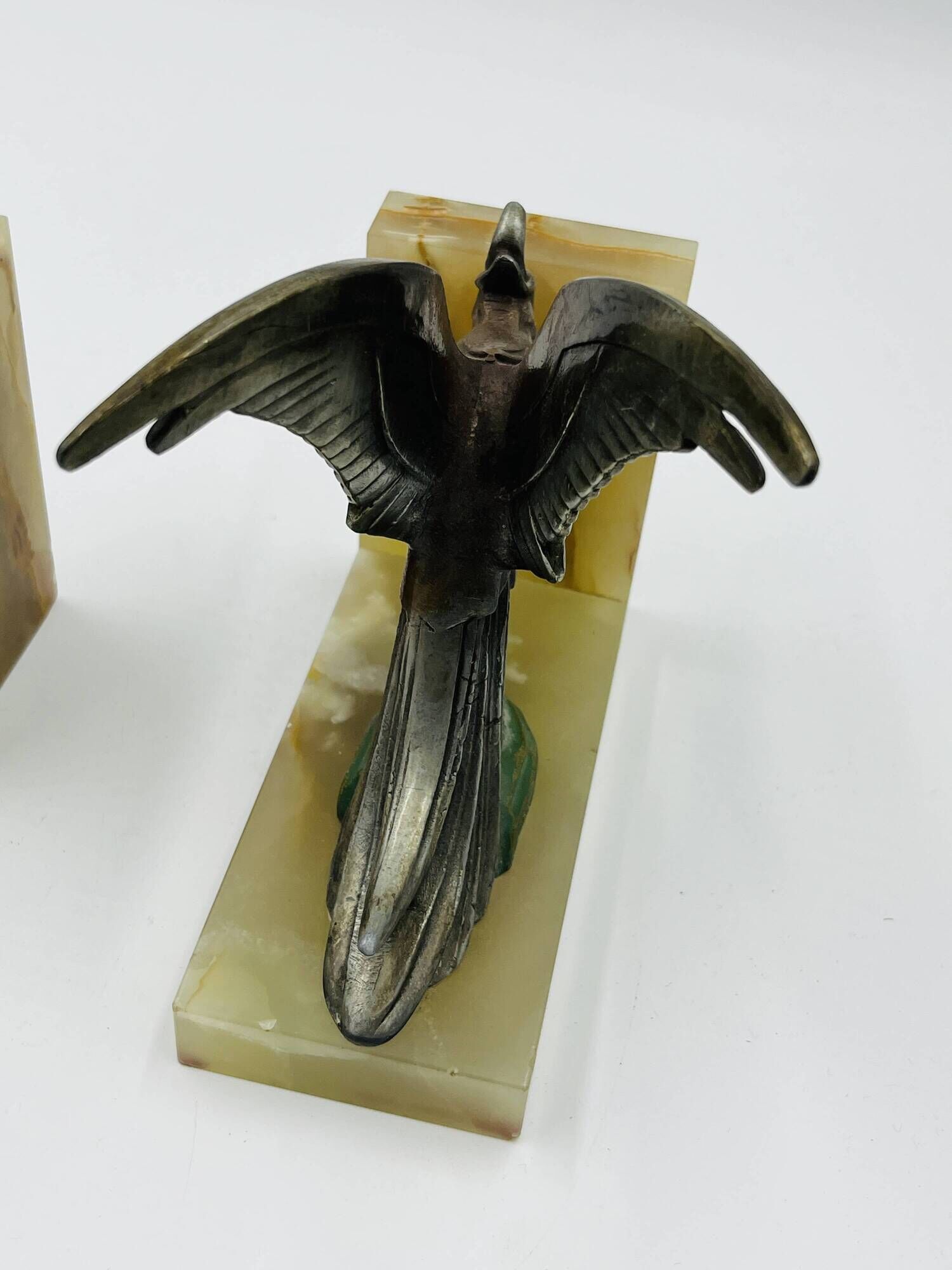 Art Deco Paradise Bird Bookends in Onyx