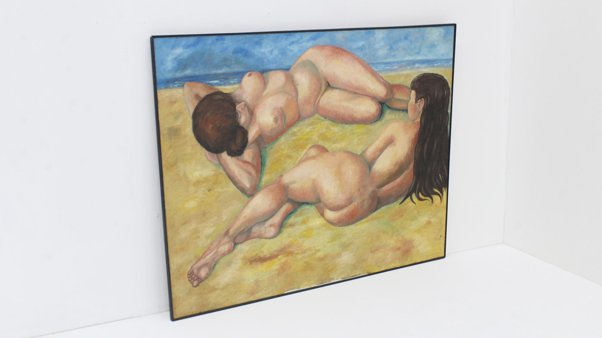 Vintage large painting oil on canvas – Two reclining figures
