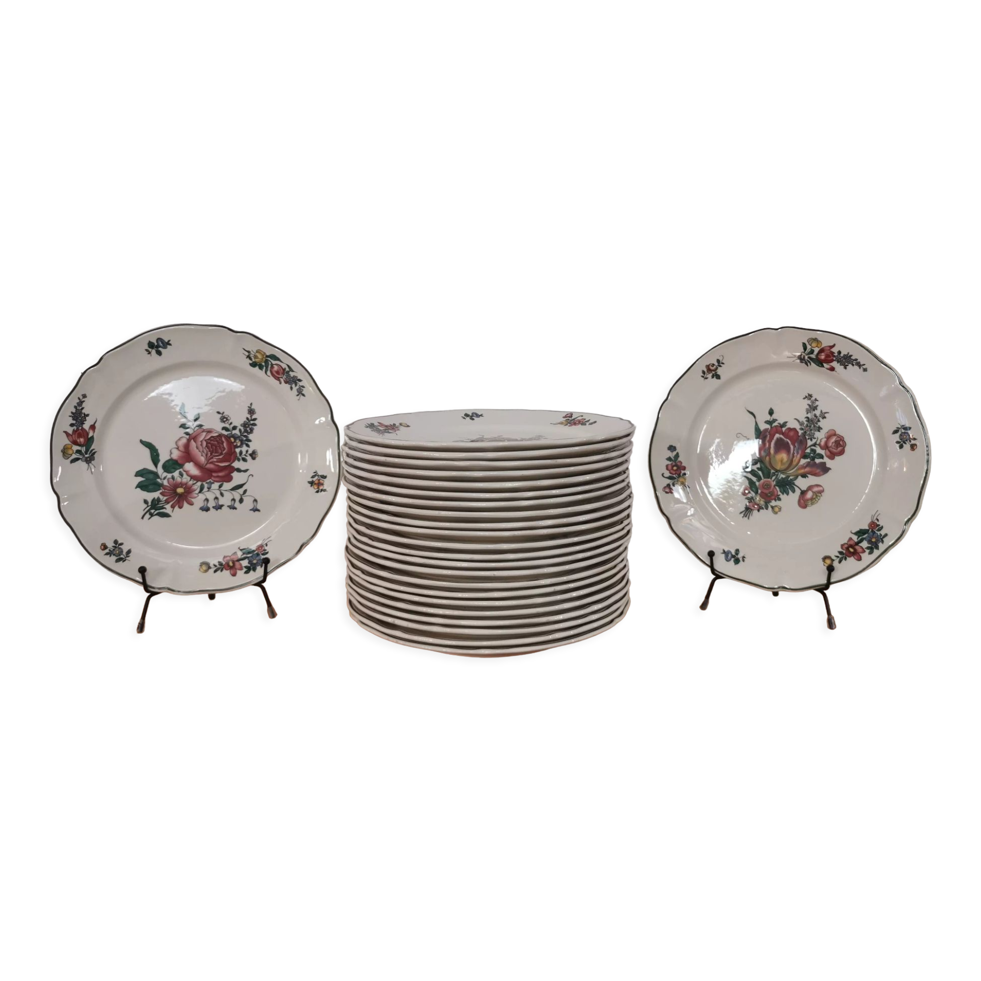 Set of 6 old flat ceramic plates VILLEROY and BOCH "Alt Strassburg"