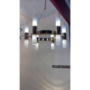 Contemporary Gold Ring Chandelier With Gradient White and Carrara Marble Glasses by Simoeng