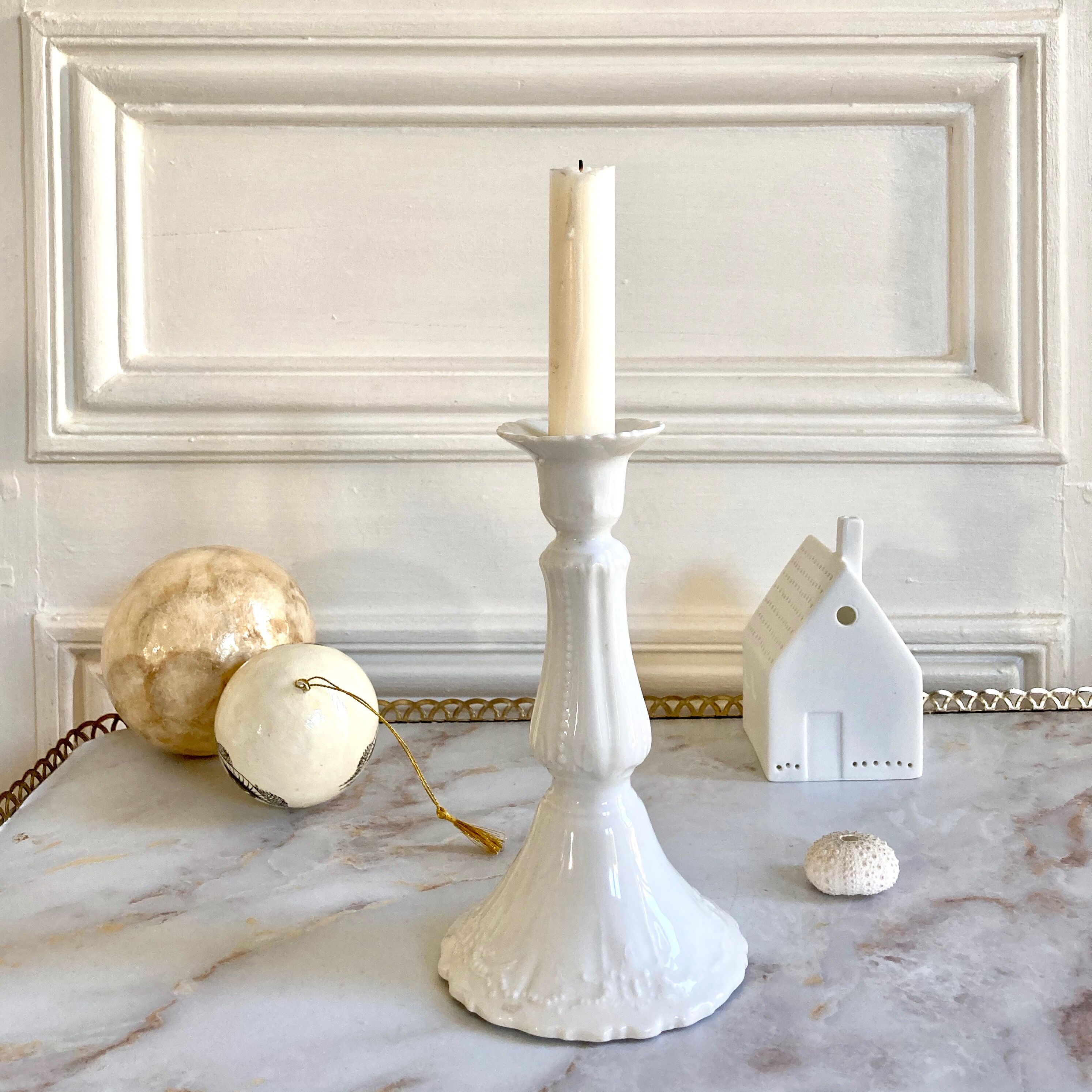 Antique porcelain candle holder