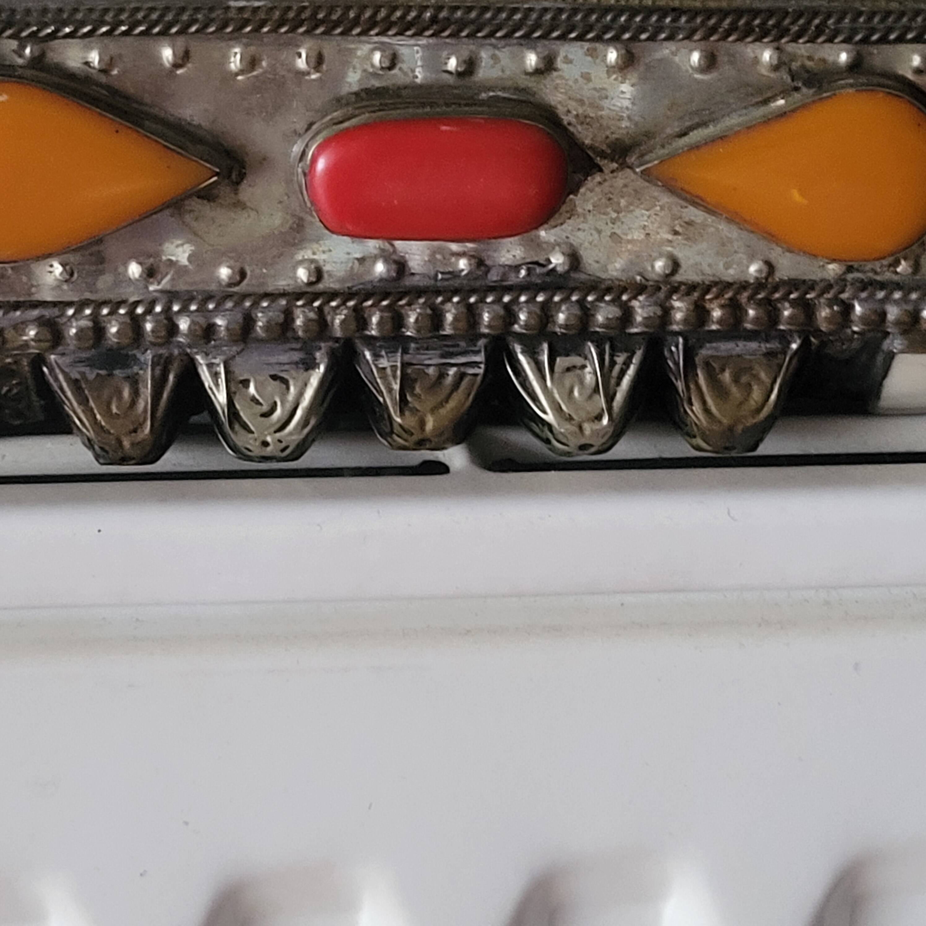 Ethnic bone and stone mirror