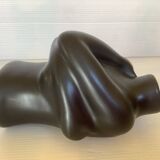 Vase soliflore buste glaçure noire