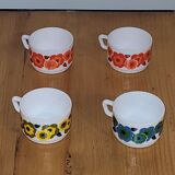 4 Arcopal Lotus espresso cups vintage