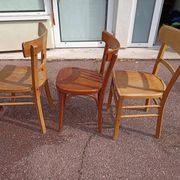Set of 16 mismatched wooden bistro chairs - vintage - luterma