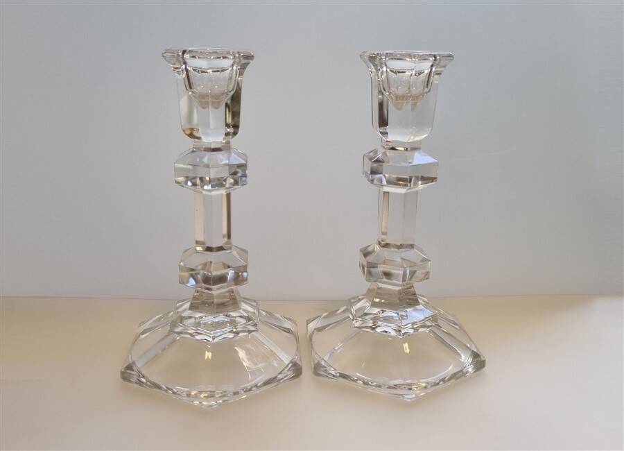 Pair of glass candlesticks