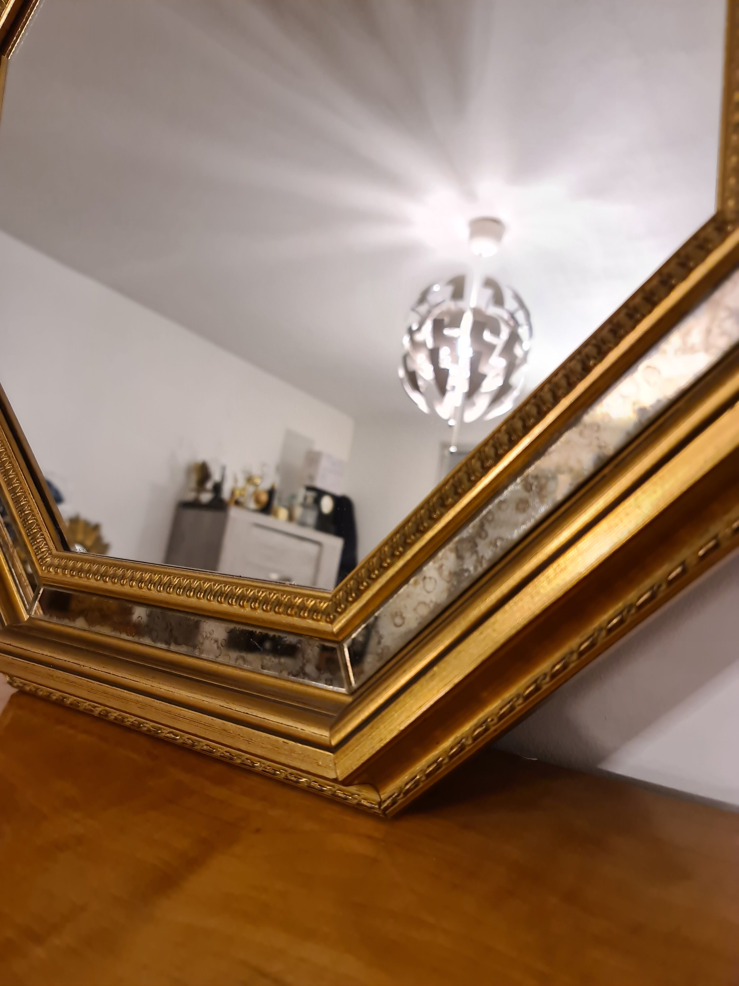 Octagonal Mirror Art Deco Vintage 59*59cm wood