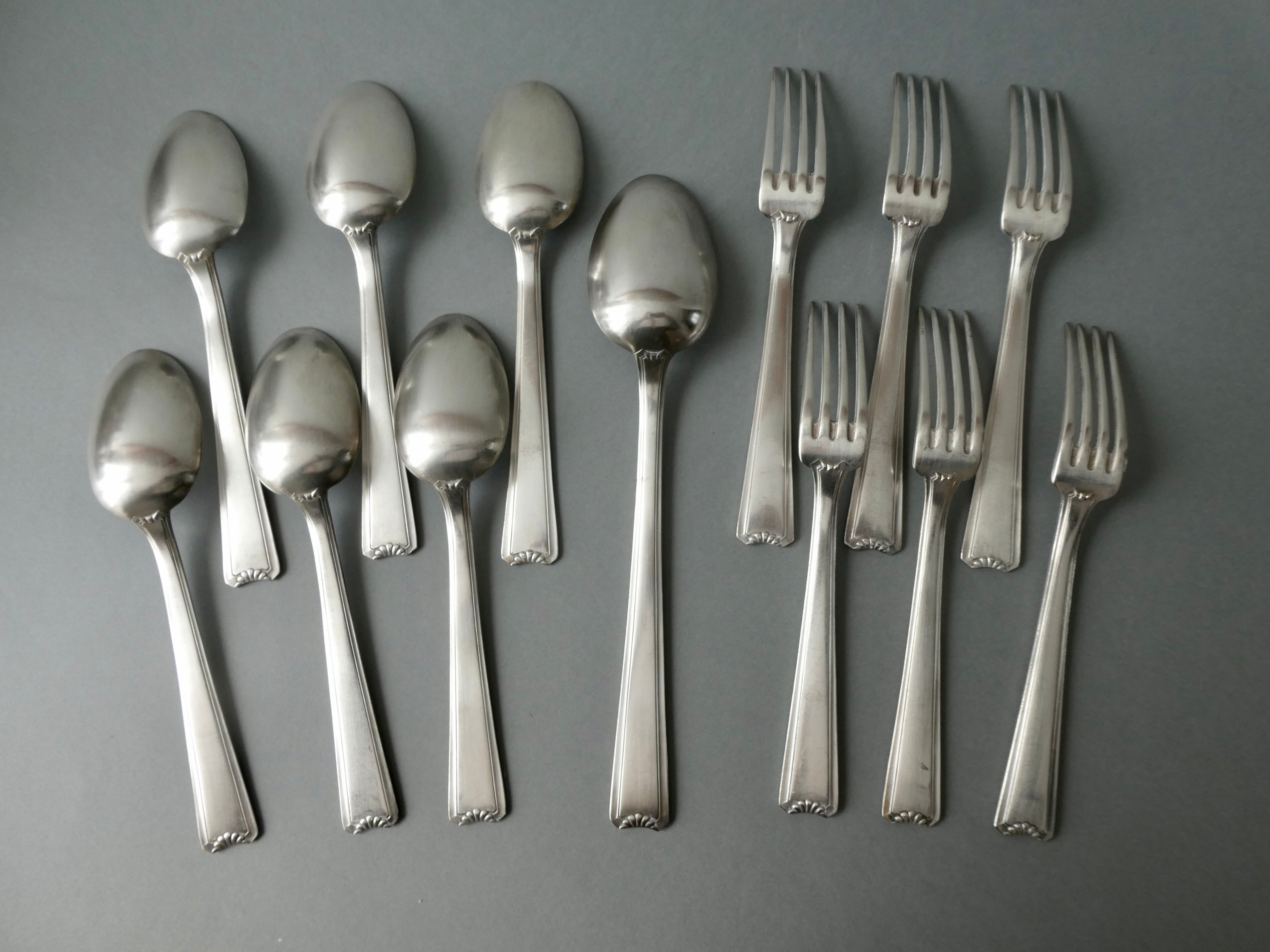 Set of silver metal cutlery Ercuis model Cambodia