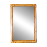 Miroir vintage design avec cadre en bambou et osier, Italie, années 1980