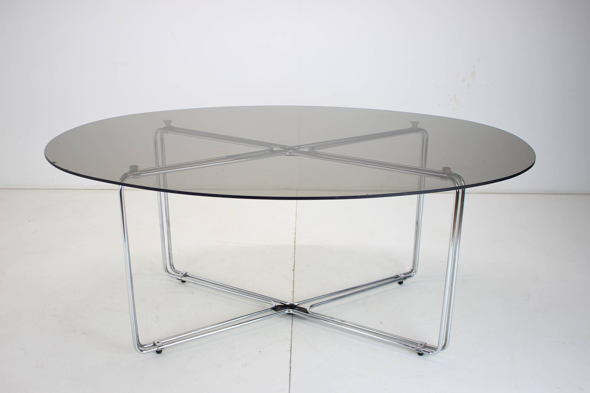 Midcentury Chrome and Glass Dining Table, Italy, 1970s