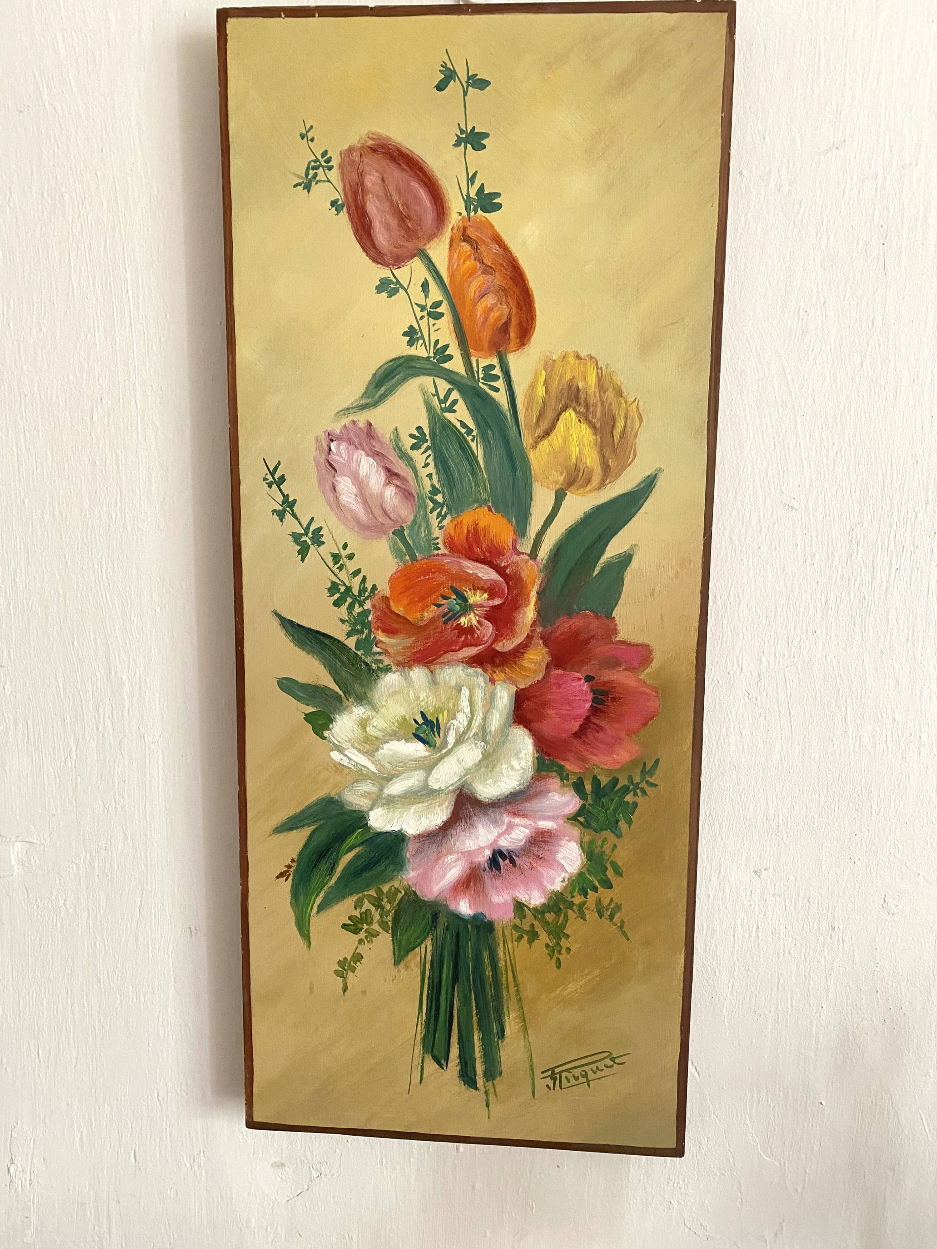 Peinture bouquet de fleurs 25X60cm