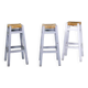 Ensemble de 3 tabourets de bar en jonc avec cadre en bois