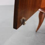 Pair of mid-century Italian walnut nightstands with glass top, 1950s