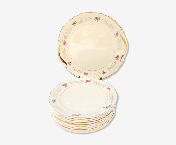 Ensemble 10 assiettes plates et plat St Amand