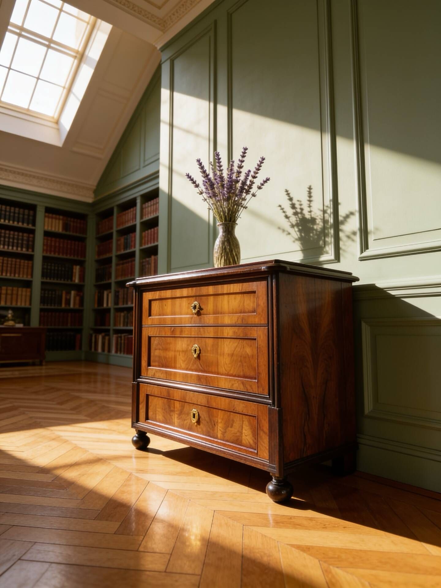 Small Antique walnut and walnut veneered Chest of Drawers – Neoclassic
