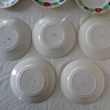 8 old flat plates faience Niderviller decoration flowers blue, red