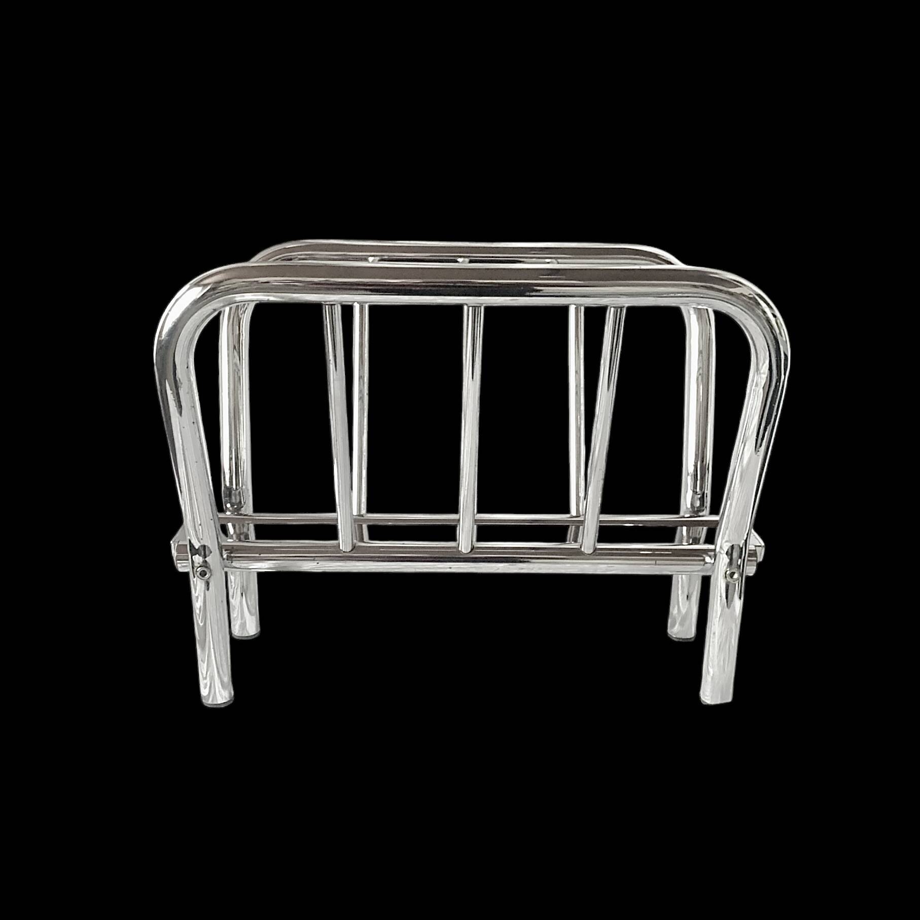 Vintage chrome metal magazine rack