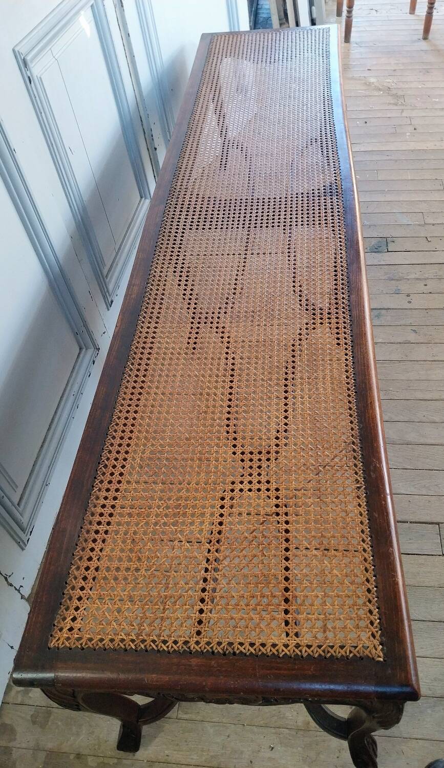 Louis XV style bench with cross-braced design