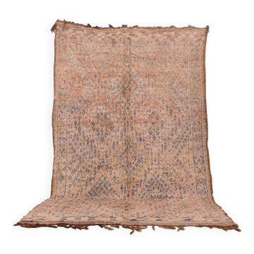 Peach Vintage Moroccan Wool Rug 188 x 317 cm , Berber Rug Handmade, Unique