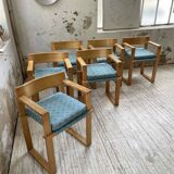 Set of 6 oak chairs with armrests Ate Van Apeldoorn