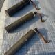Three oriental brass and iron pepper mills XIX century