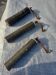 Three oriental brass and iron pepper mills XIX century