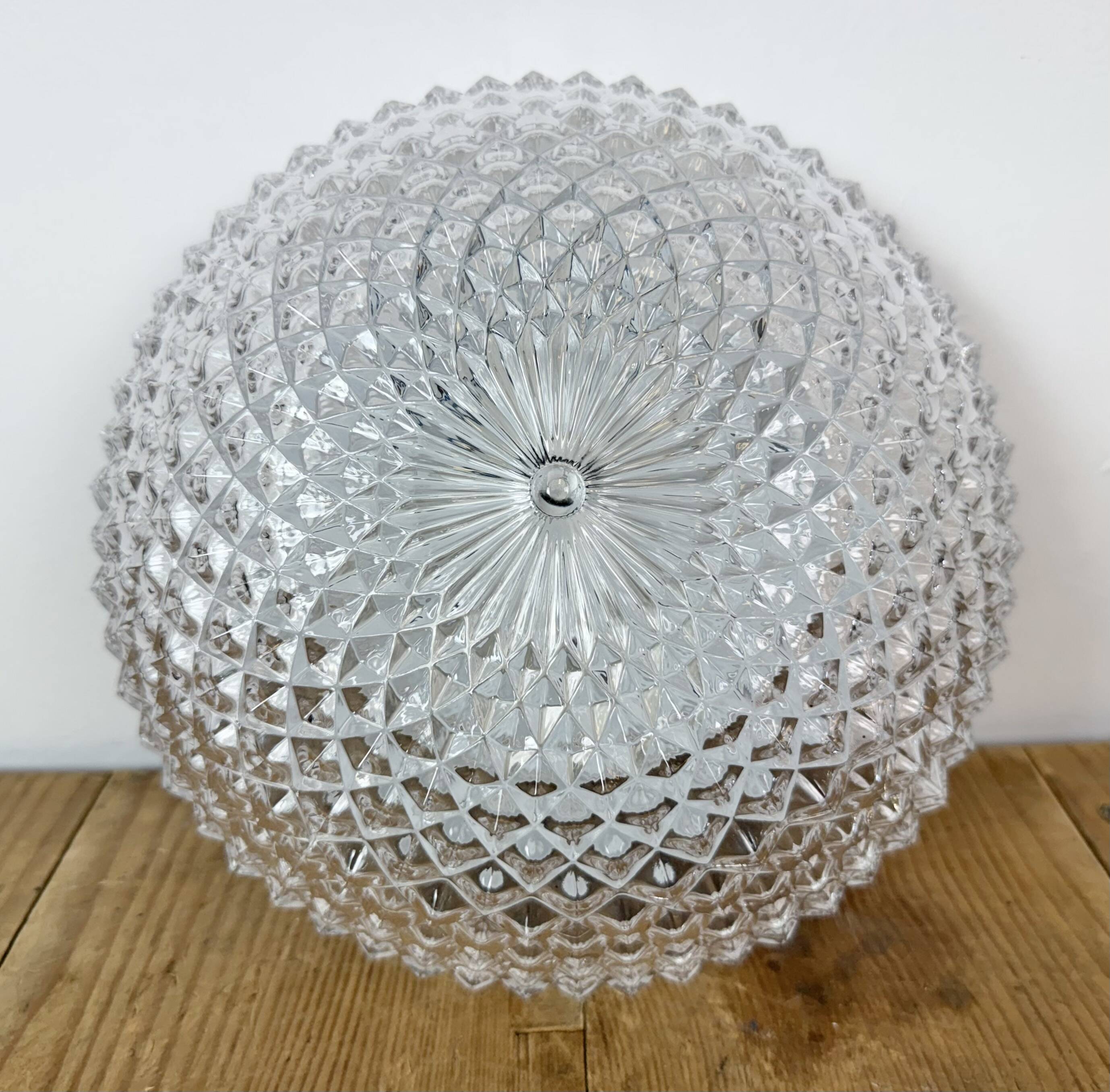 Vintage Glass Wall or Ceiling Light, 1970s
