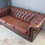 Brown leather chesterfield sofa