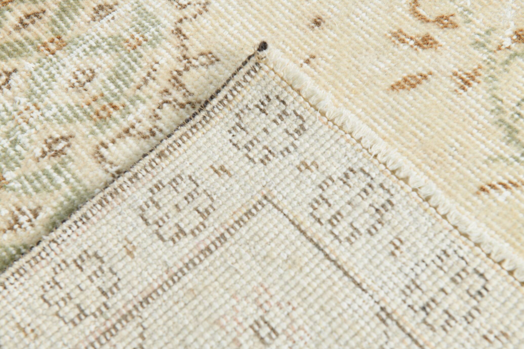 Soft Beige Neutral Vintage Oushak Carpert Rug, 222x330 Cm