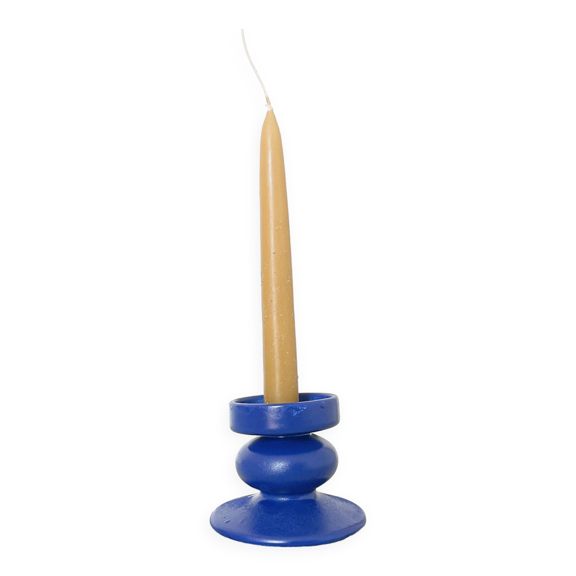 photo blue ceramic candle holder