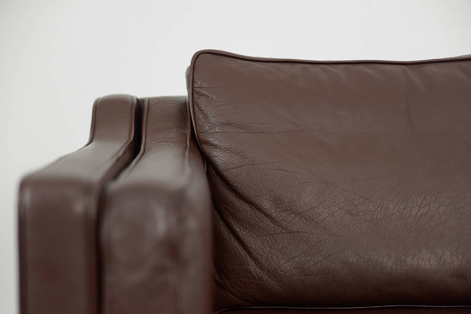 Vintage Mid-Century Scandinavian Modern Brown Leather Sofa, 1970s