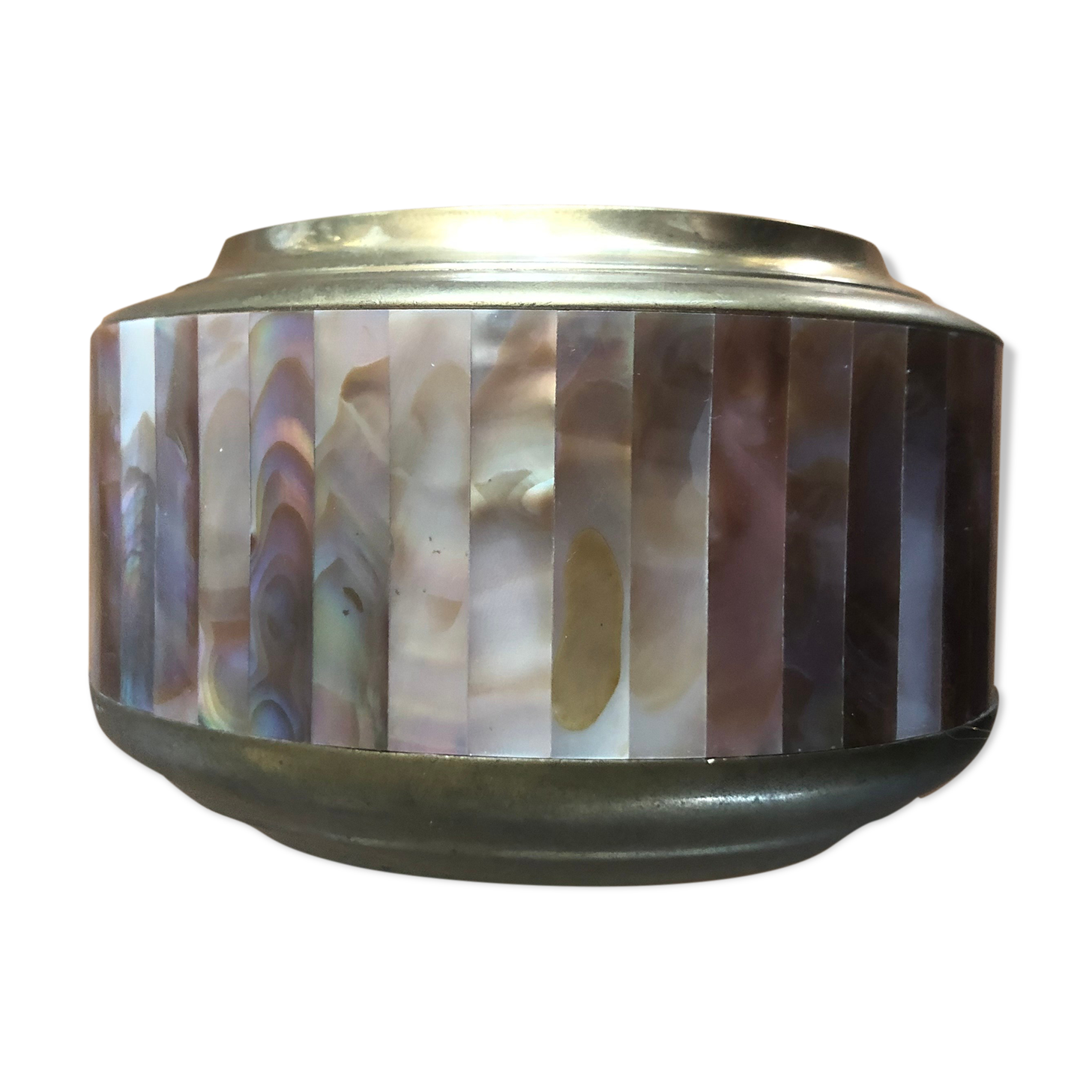 Mother-of-pearl and brass ashtray