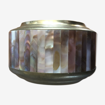 Mother-of-pearl and brass ashtray