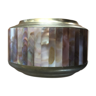 Mother-of-pearl and brass ashtray