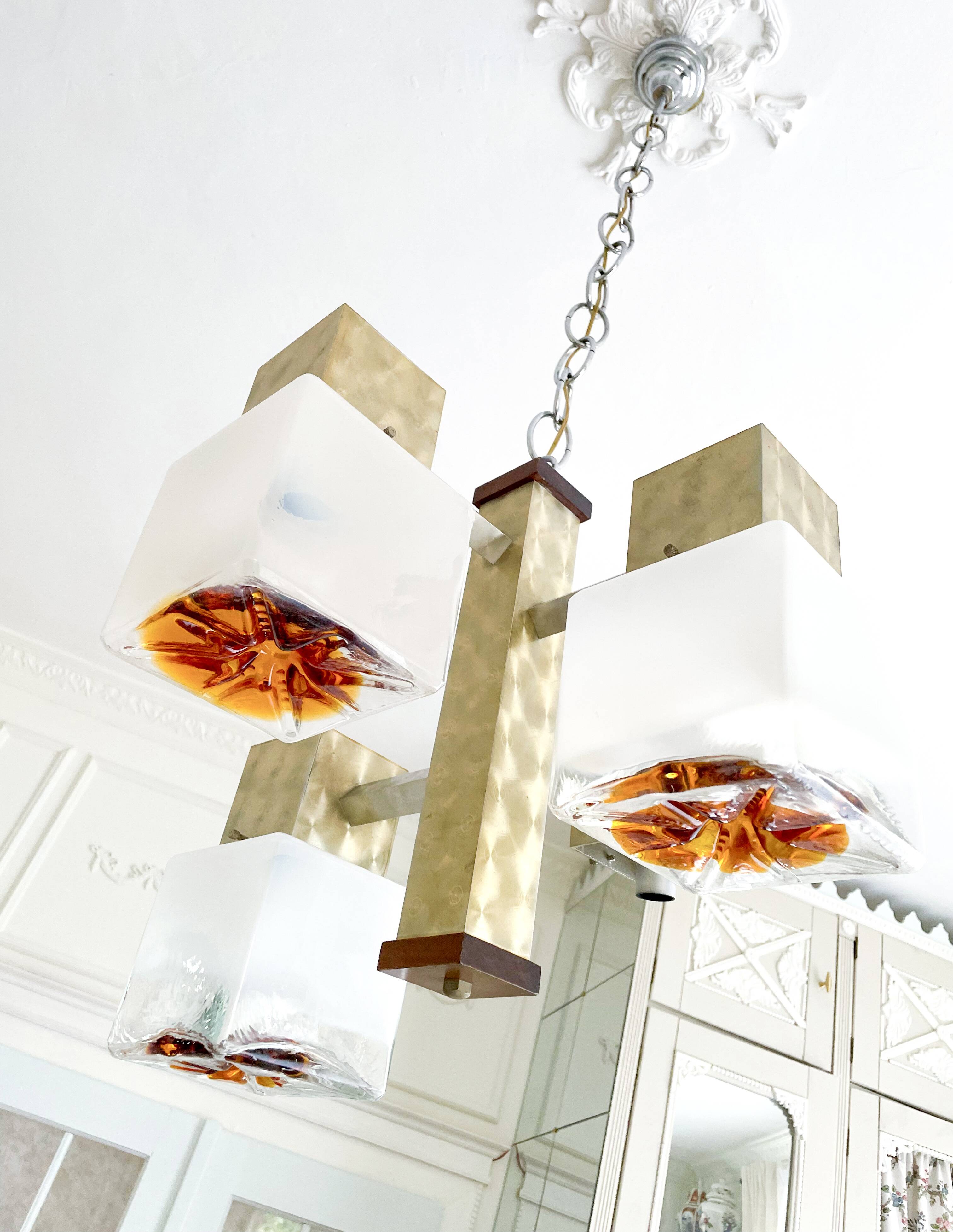 Lustre cubiste Mazzega par Gaetano Sciolari