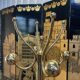 Coat rack - Golden metal / brass rotating head parrot