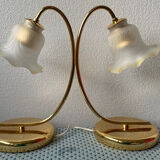Pair of vintage 80s flower lamps