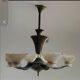 Art Deco Chandelier with Six Lights in Bronze and Frosted Glass, France, 1930s