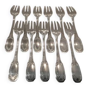 11 silver plated cake forks, goldsmith Orbrille Louis XVI