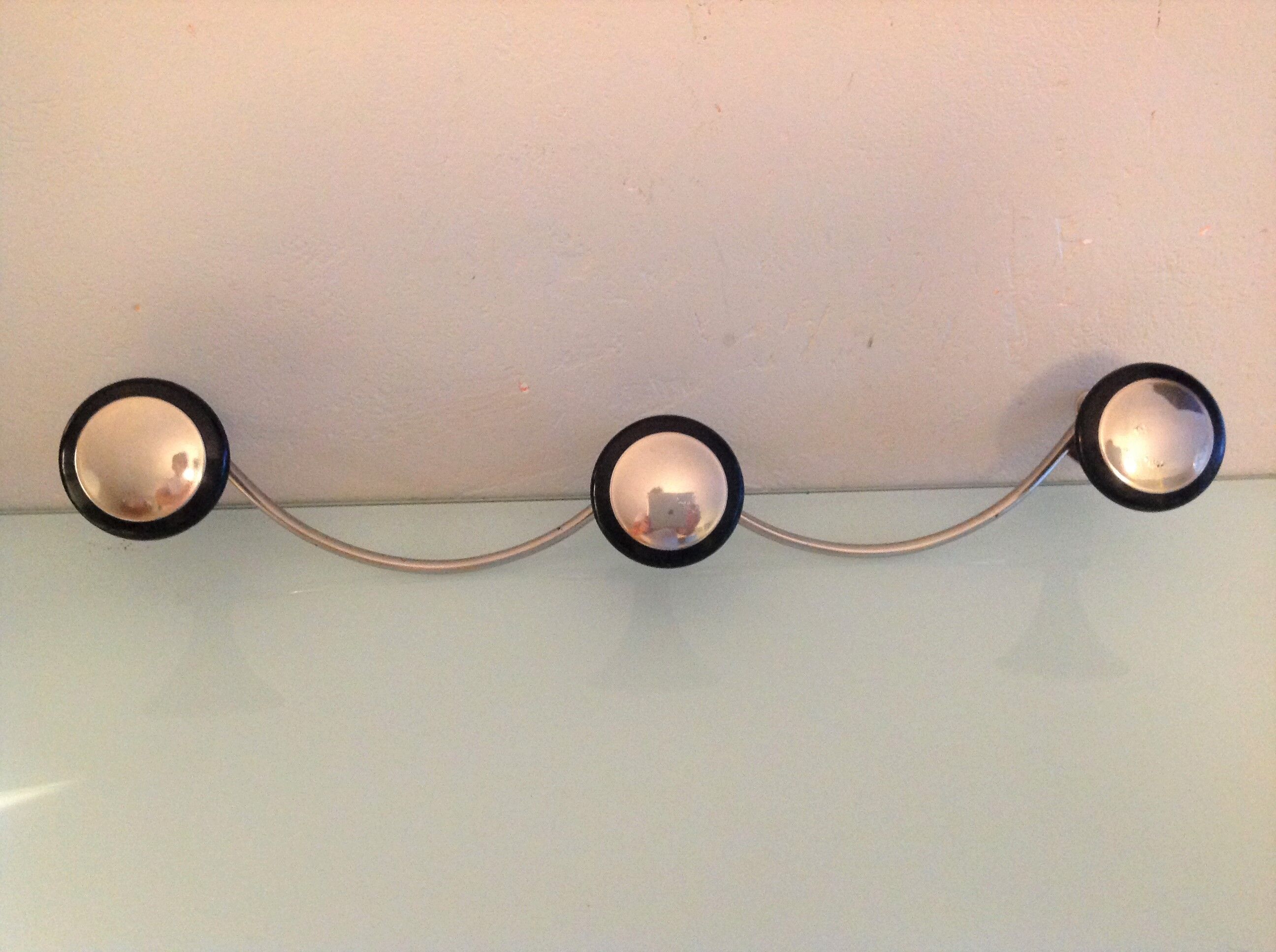 Moustache hook with three chrome heads / vintage 60s-70s