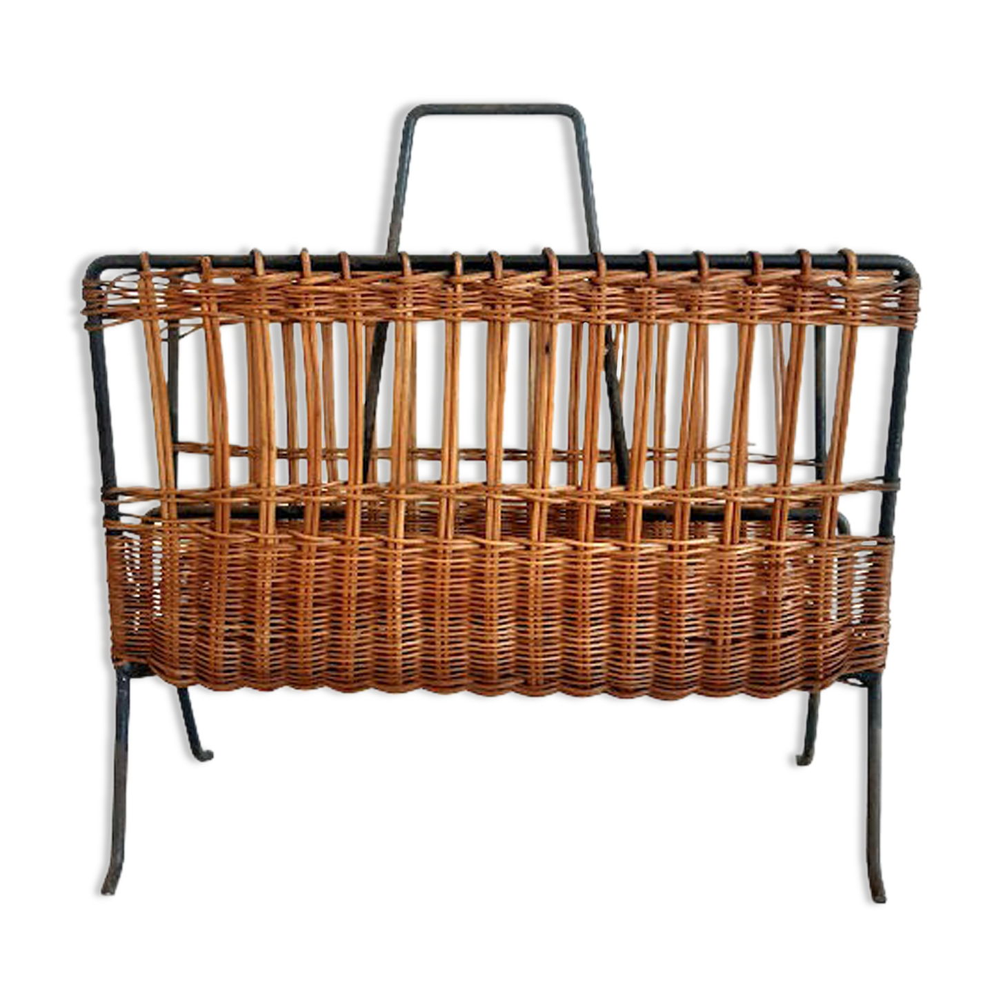 Iron and rattan magazine holders 1950