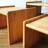 3 pine nesting tables