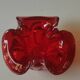 Murano Ashtray/Tray. Organic floral shape. Ruby red, 14cm.