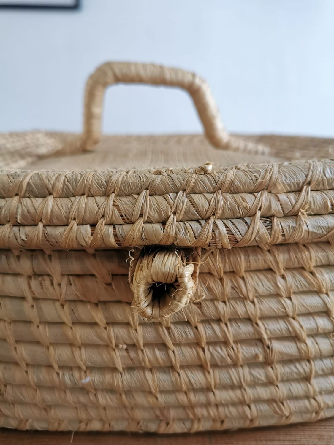 Vintage wicker suitcase