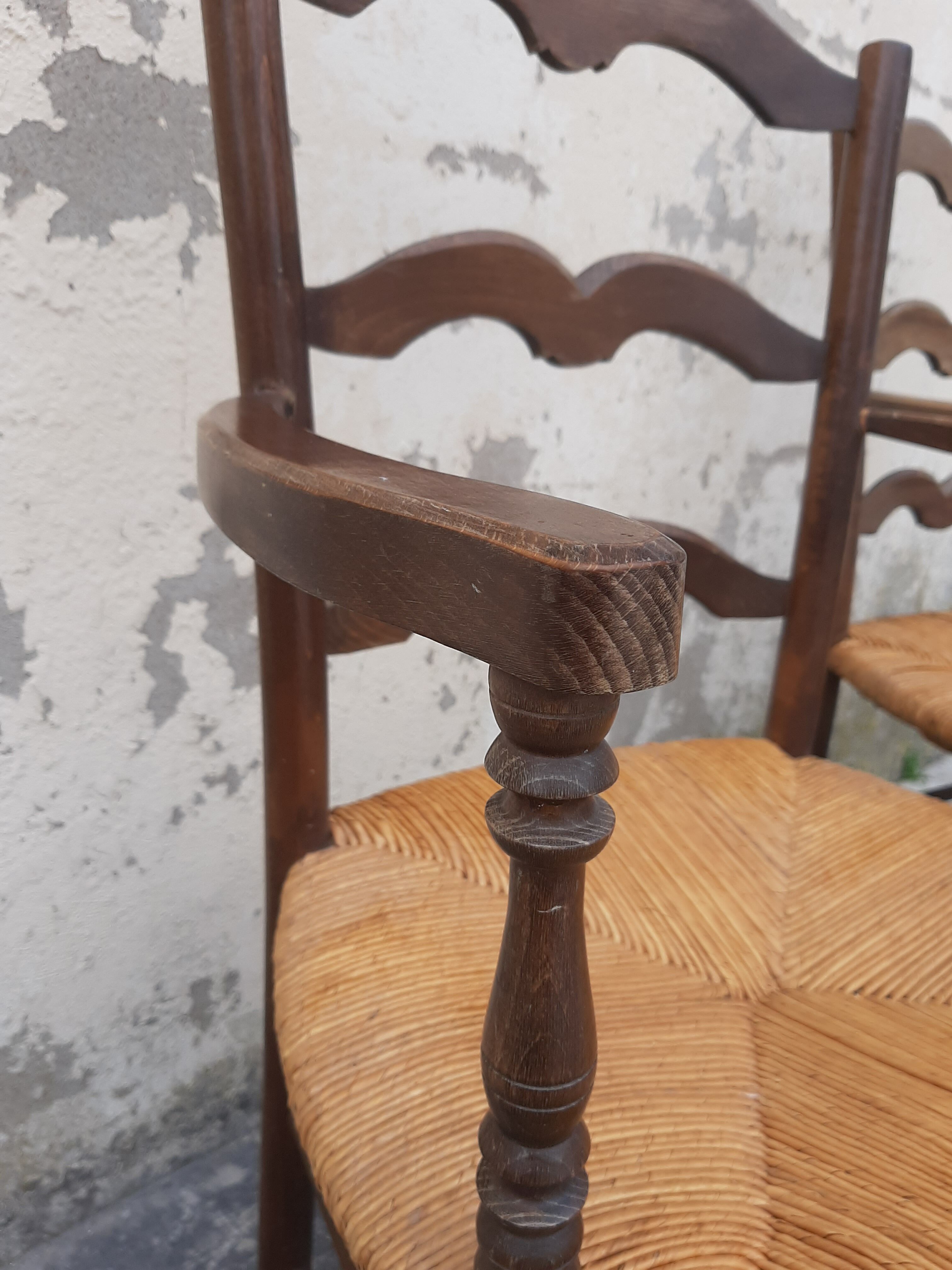 Paire de fauteuils rustique en chêne
