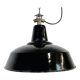 Industrial Black Enamel Factory Lamp with Cast Iron Top, 1950s