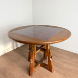 Height-adjustable table in oak and ceramic – Guillerme & Chambron, France