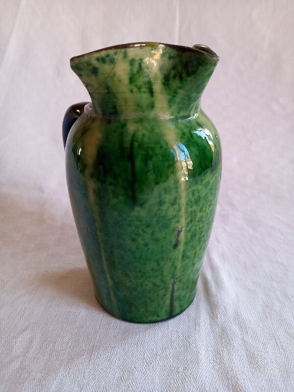 Pitcher "Vallauris" in glazed earth, green. AEGITN