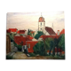 Huile sur toile XIXème village Franc-Comtois Vellexon-Queutrey-et-Vaudey (Haute-Saône)